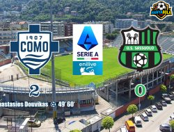 Tundukkan Sassuolo 2-0, Como 1907 Lanjutkan Tren Positif Berkat Brace Anastasios Douvikas